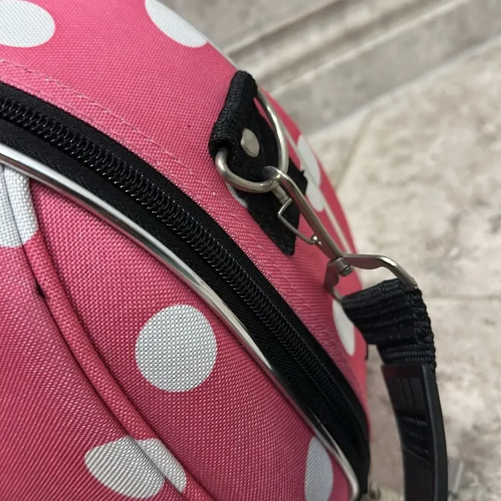Rockland Luca Vergani Cosmetic Case NEW Pink Polka Dots Large Size